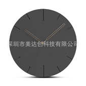简约现代设计圆形黑色无声手工石英钟表 欧式 挂式 木挂钟家装