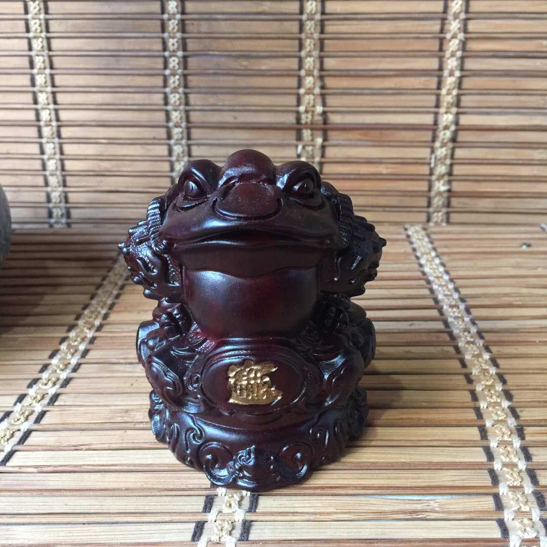 实木雕刻金蟾摆件招财三足献宝蟾蜍商铺开业装饰黑檀木工艺品礼品