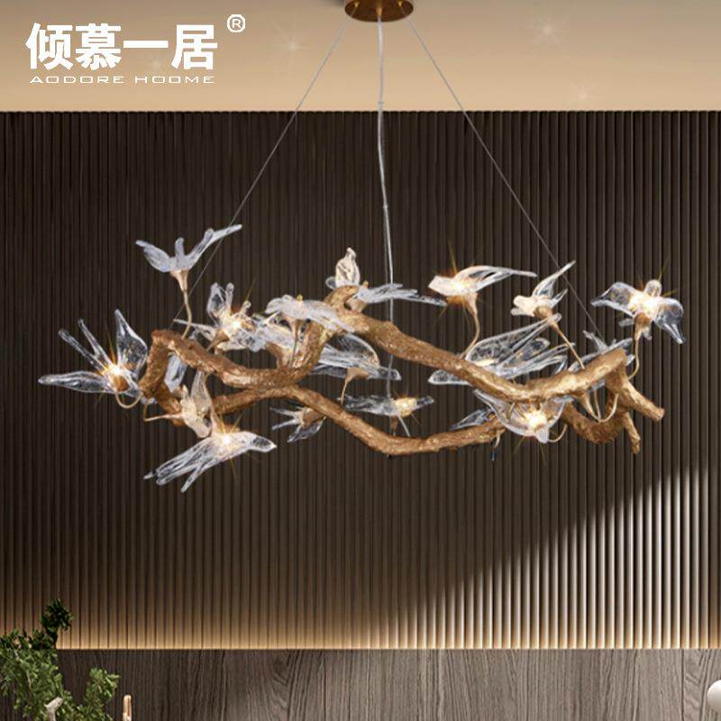 飞燕款吊灯全铜轻奢树枝客厅吊灯后别墅样板房餐厅卧室艺术灯具