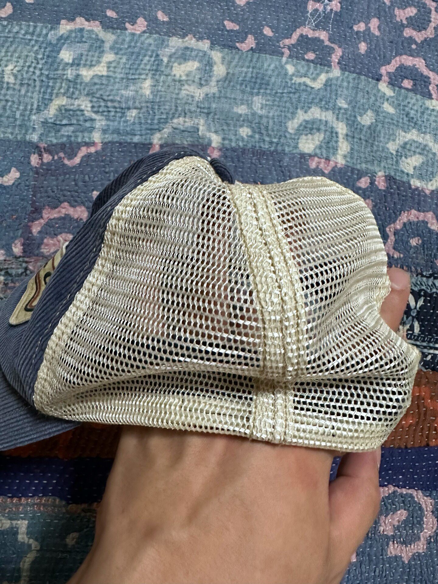 RRL Dark Blue Corduroy Trucker Cap — label