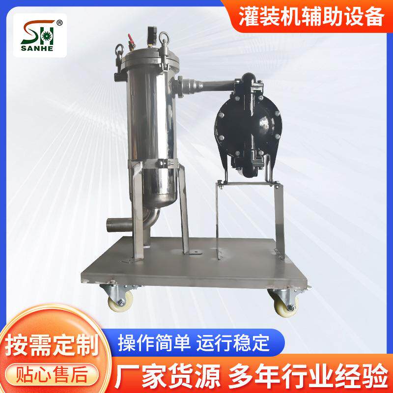 佛山三合低价售自动输送油性隔膜泵袋式过滤机灌装机铺助设备