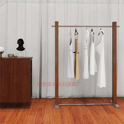 服装店中古风架陈列架落地式不锈钢挂衣架中岛网红女装店货架