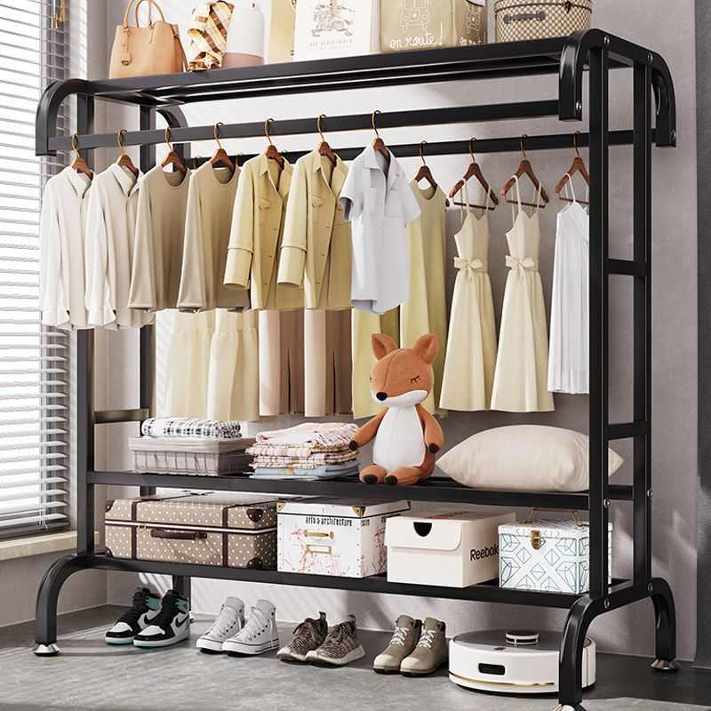 衣架落地立式晾衣架落地挂衣架加粗衣帽架家用卧室晾衣杆简易衣柜