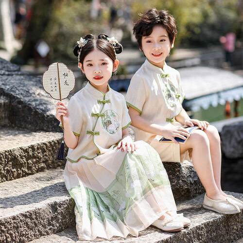 儿童国学演出服男童汉服民族风中式幼儿园入学衣服中小学生古装