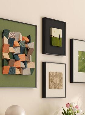 立体法式复古风绿色客厅装饰画沙发背景墙挂画餐厅高级感高档大气