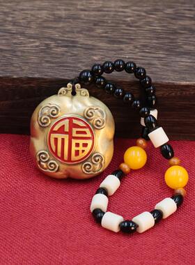 2026黄铜有钱有柿转转手把件文玩摆件黄铜有钱有势工艺品解压摆件