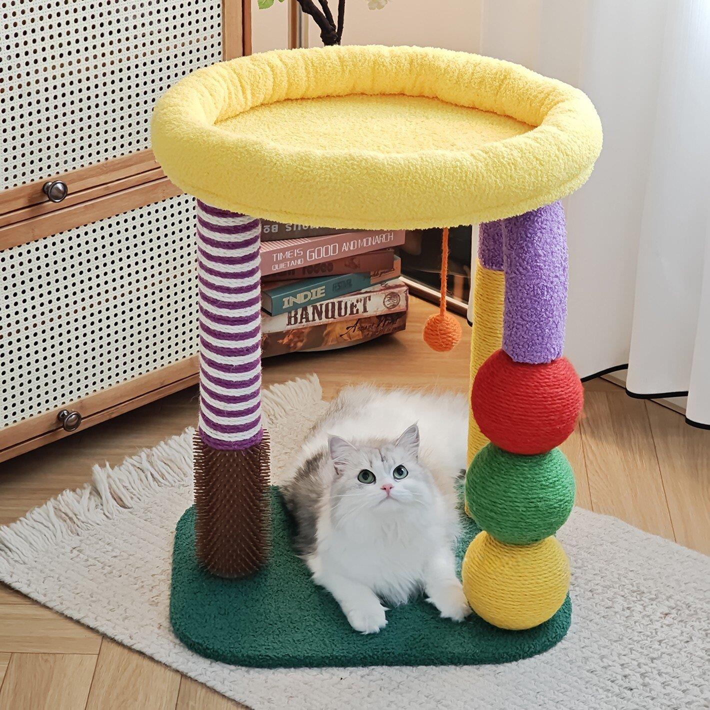 彩色猫爬架加厚猫窝一体彩色多巴胺小型猫爬架子秋冬剑麻绳猫抓柱