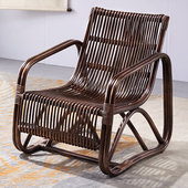 广益家用真藤藤编靠背椅阳台桌椅新中式 滕椅老人椅天然藤椅藤条椅