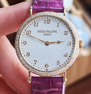 98新34.6mm百达翡丽古典表系列18K玫瑰金7200自动机械女表原镶钻