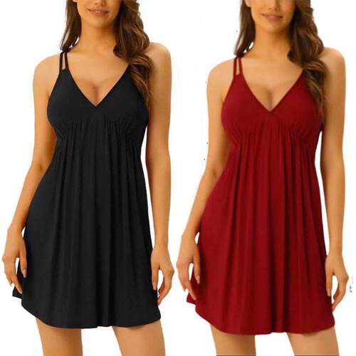 womens simple home sleepwear cross back sleeveless dress