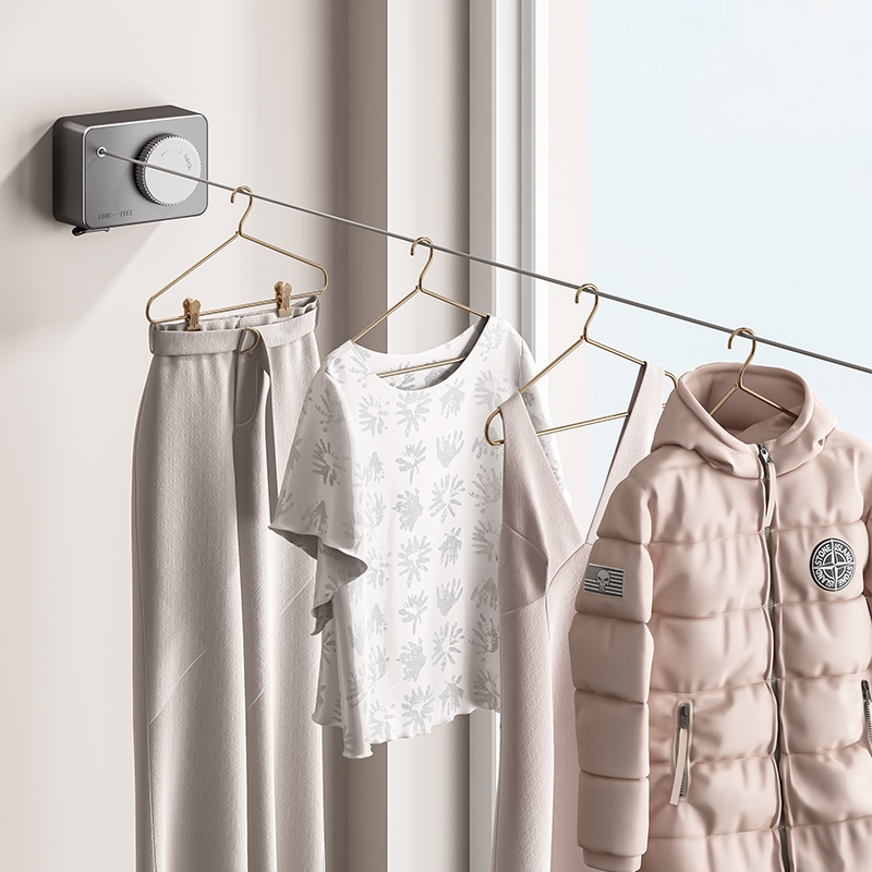 酒店隐形伸缩钢丝晾衣绳室外室内免打孔阳台卫生间晒被子加粗绳子