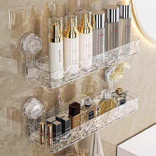 Suction Cup Shelf for Bathroom, Wall-Mounted Drill-Free Wavy