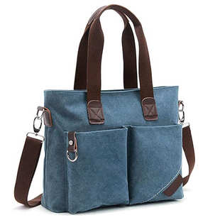 厂家新款帆布手提电脑公文包简约商务休闲男士单肩斜跨帆布包定制