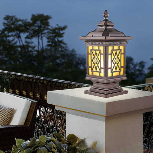 现货方形中式全铝柱头灯室外围墙别墅大门灯户外防水花园照明灯