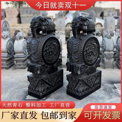 门当墩石鼓石墩彷古石雕门墩青石抱鼓石麒麟貔貅石狮子门鼓镇宅