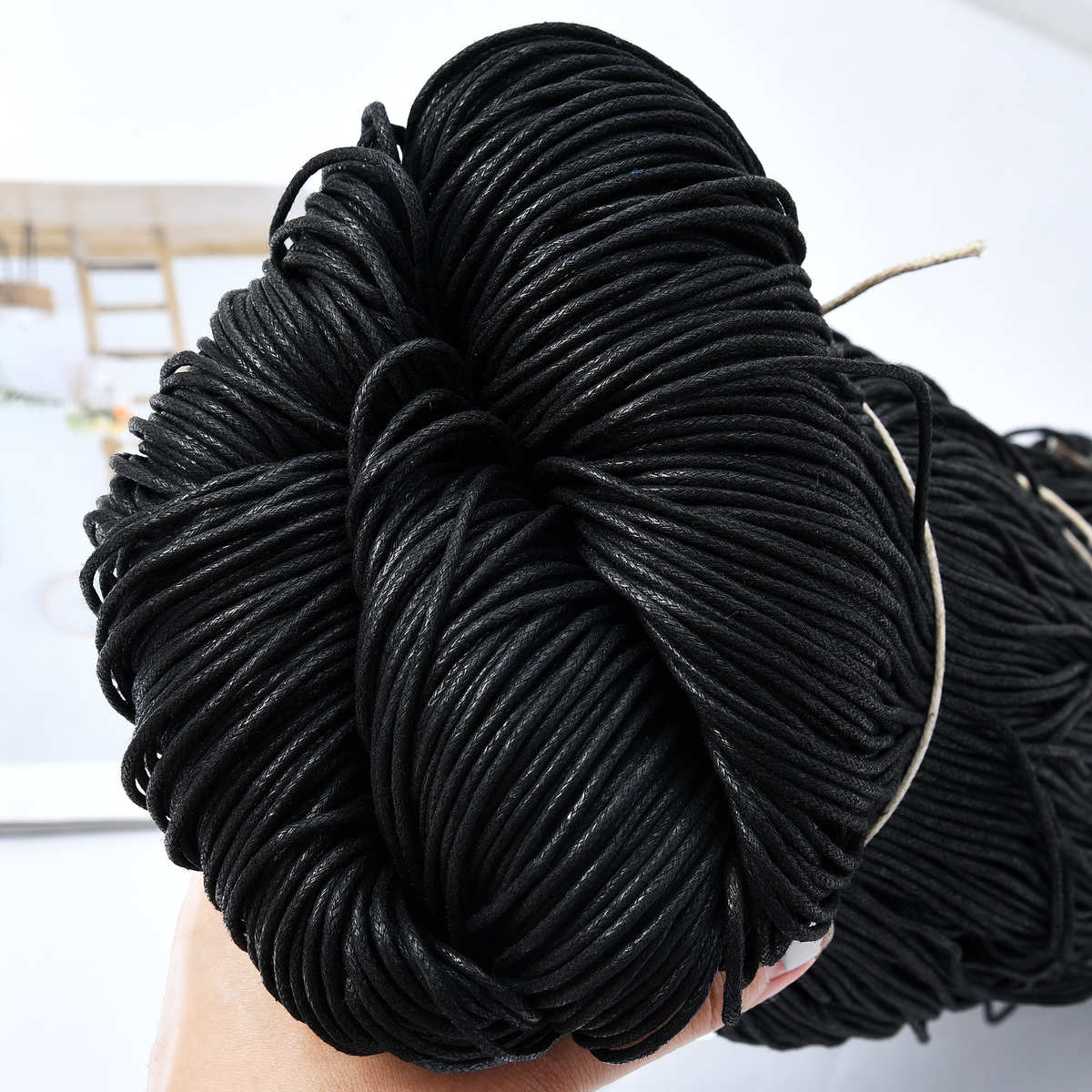 蜡绳黑色1-2mm吊牌绳吊粒线饰品配饰编织绳2毫米棉蜡线多尺寸