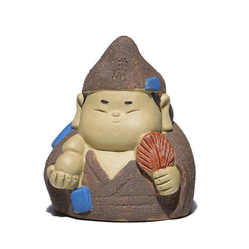 禅意紫砂人物济公活佛茶宠摆件创意和尚弥勒家居茶室茶桌装饰图片
