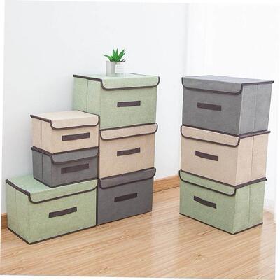 Cotton Linen Storage Box Organizer Home Clothes Luggage Bag