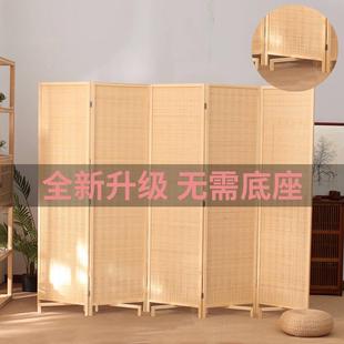 田园客厅房间酒店玄关隔断 竹编实木屏风简易折叠移动折屏现代中式