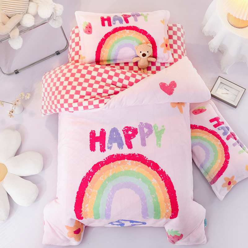 a类宝宝绒儿童被套120x150牛奶绒婴幼儿园午睡冬珊瑚绒被罩三件套