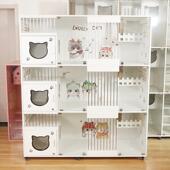 猫别墅实木猫柜定制猫窝恒温猫笼子三层宠物店展示柜家用寄养繁殖