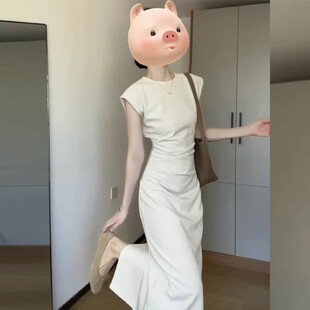 欧洲站夏季2026新款法式轻奢女装高级感气质修身显瘦白色连衣裙子