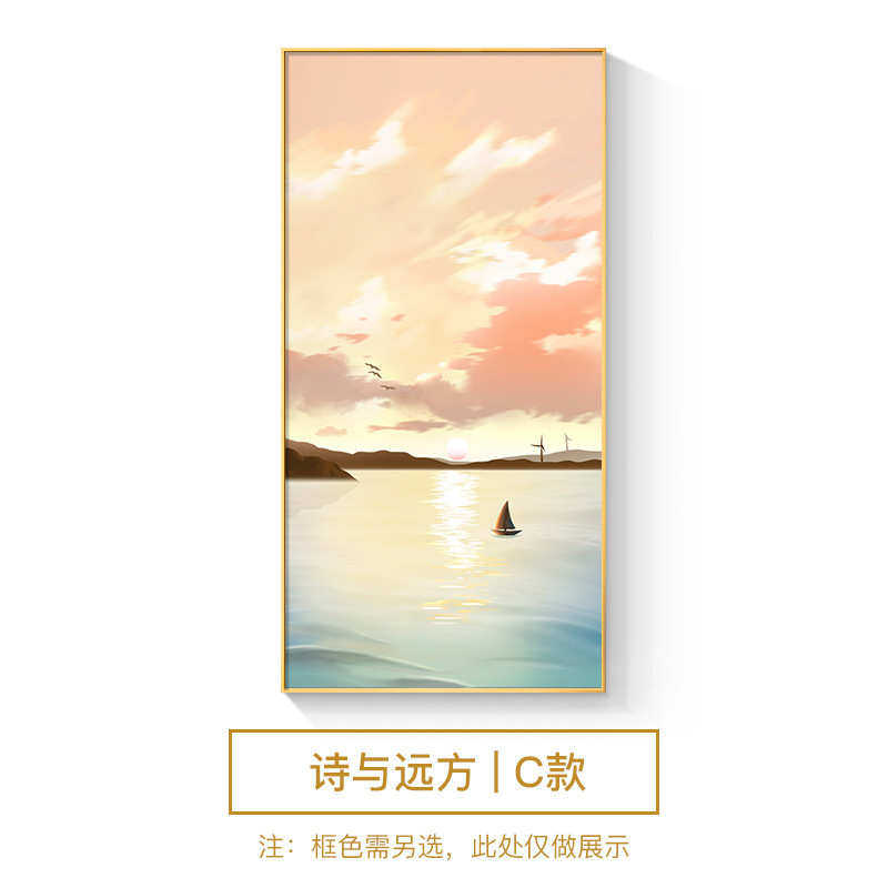简挂画画入户北欧风景民走廊极过道宿海景客厅玄关ins现代装饰画