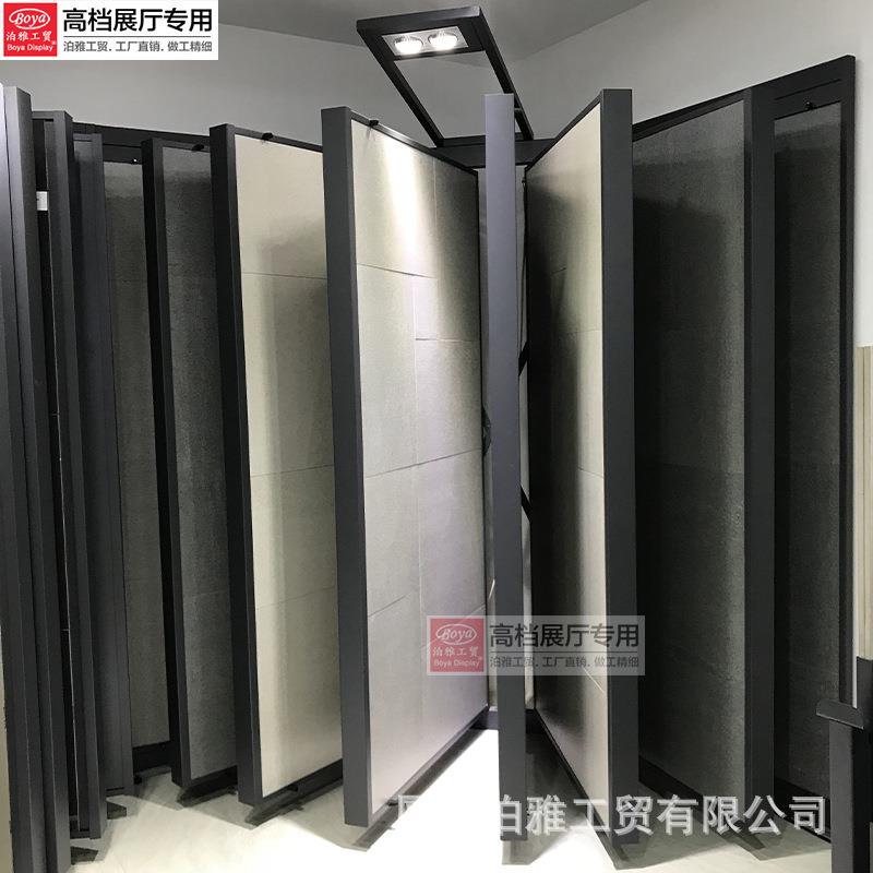 新款瓷瓷砖展示FY013石材陶架木地板木门式翻页立落地式样品架子