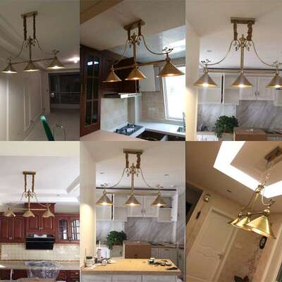 美式创意复古全铜餐厅三头台球桌球吊灯长条形餐桌灯单头吧台灯具