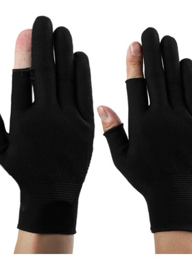 钓鱼专用手套露五指手套季防晒半指黑色防滑耐磨触屏干活