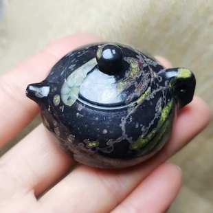 天然梅花玉把把壶玉器文玩批发安山岩玉带磁性汝阳梅花玉茶壶批发