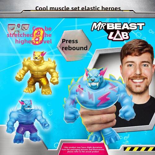 MrBeast野兽先生超解压酷肌组战甲英雄新年儿童礼物捏捏乐玩具