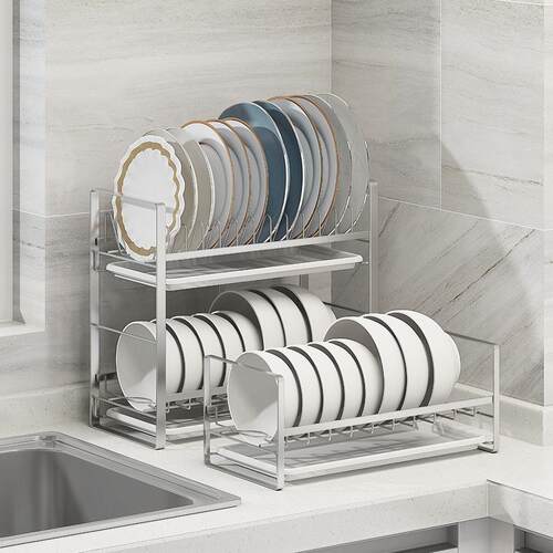碗架沥水架厨房置物架304不锈钢沥水篮碟架双层 K-8833 8855 8835