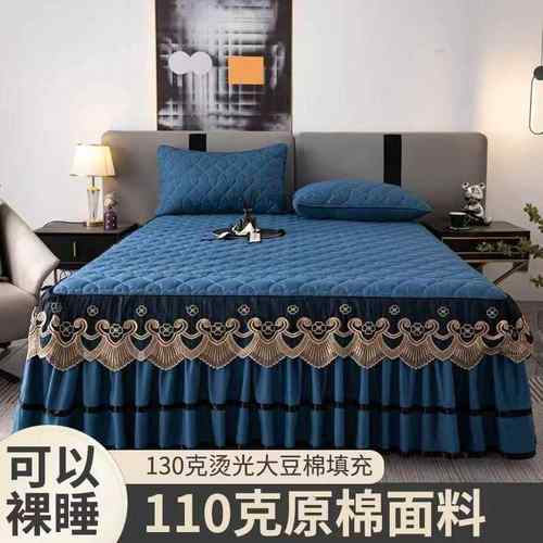 母级原棉席床笠加婴厚夹棉蕾丝床裙厂家直供欧式磨棉毛床罩梦思大