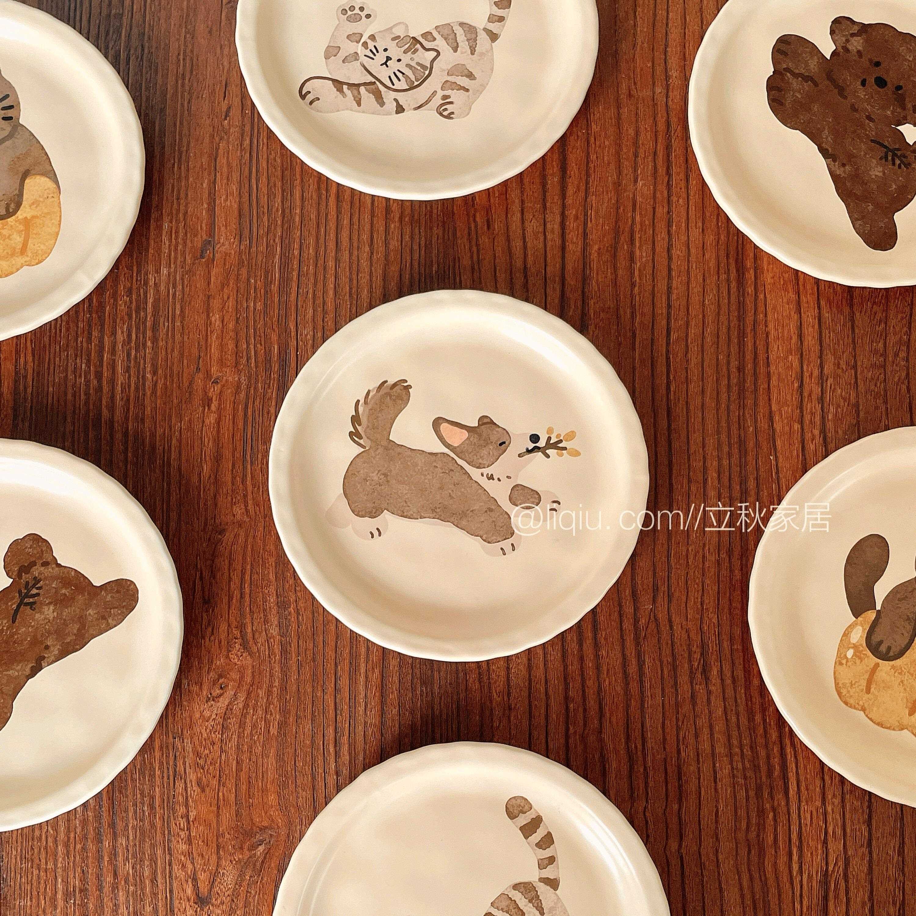 动物森林吐骨碟家用高端吐骨头盘碟陶瓷小盘子碟子精致餐桌餐盘