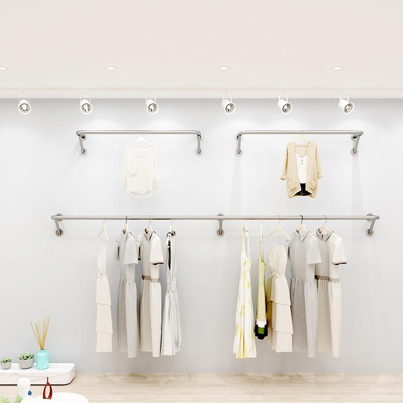 上墙不锈钢挂衣架壁挂式衣服架子墙上金属衣帽架挂墙式服装展示架