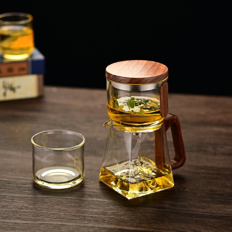 国潮风高硼硅玻璃茶水分离泡茶杯家用过滤透明茶壶高硼硅玻璃茶壶