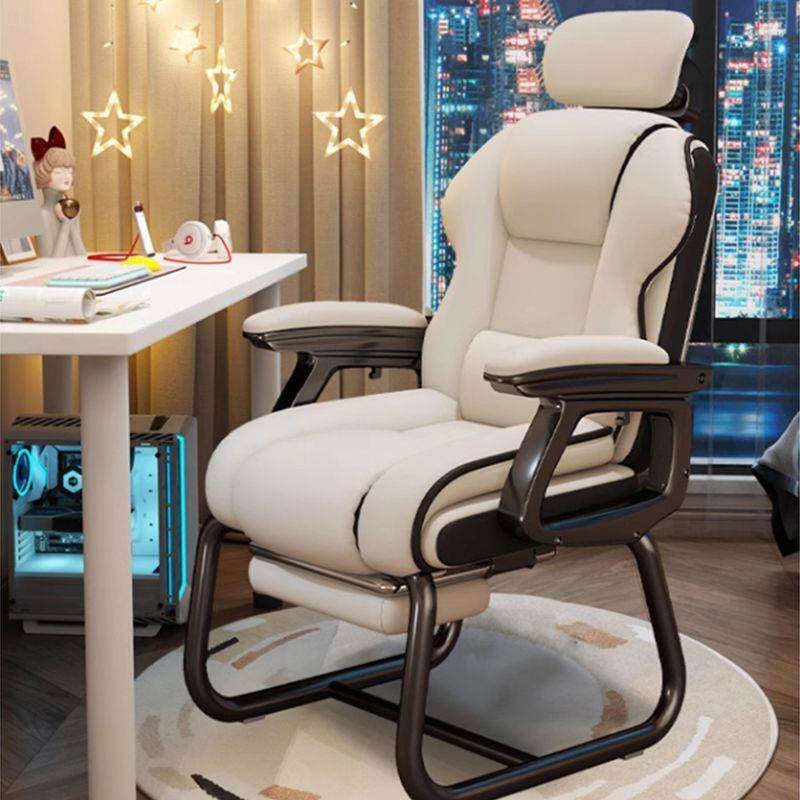 家用电脑椅舒适久坐书桌办公椅可躺沙发椅休闲弓形椅电竞椅固定脚