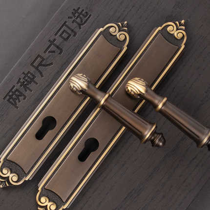 黄铜门锁室内卧室美式静音磁吸复古法式金色轻奢欧式房间木门把手