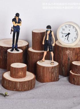原木头小木桩底座杉木段摆件背景墙装饰材料树段木墩拍照DIY道具
