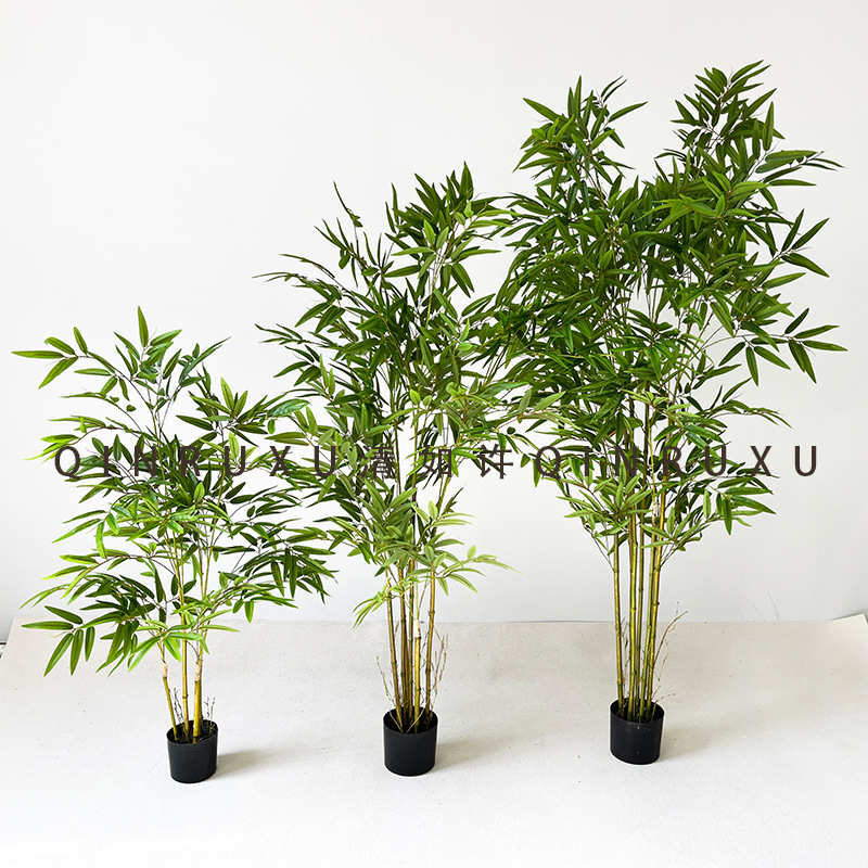 可拆卸树绿植仿真竹子装饰隔断仿真胶片竹叶盆栽金丝竹中式盆景