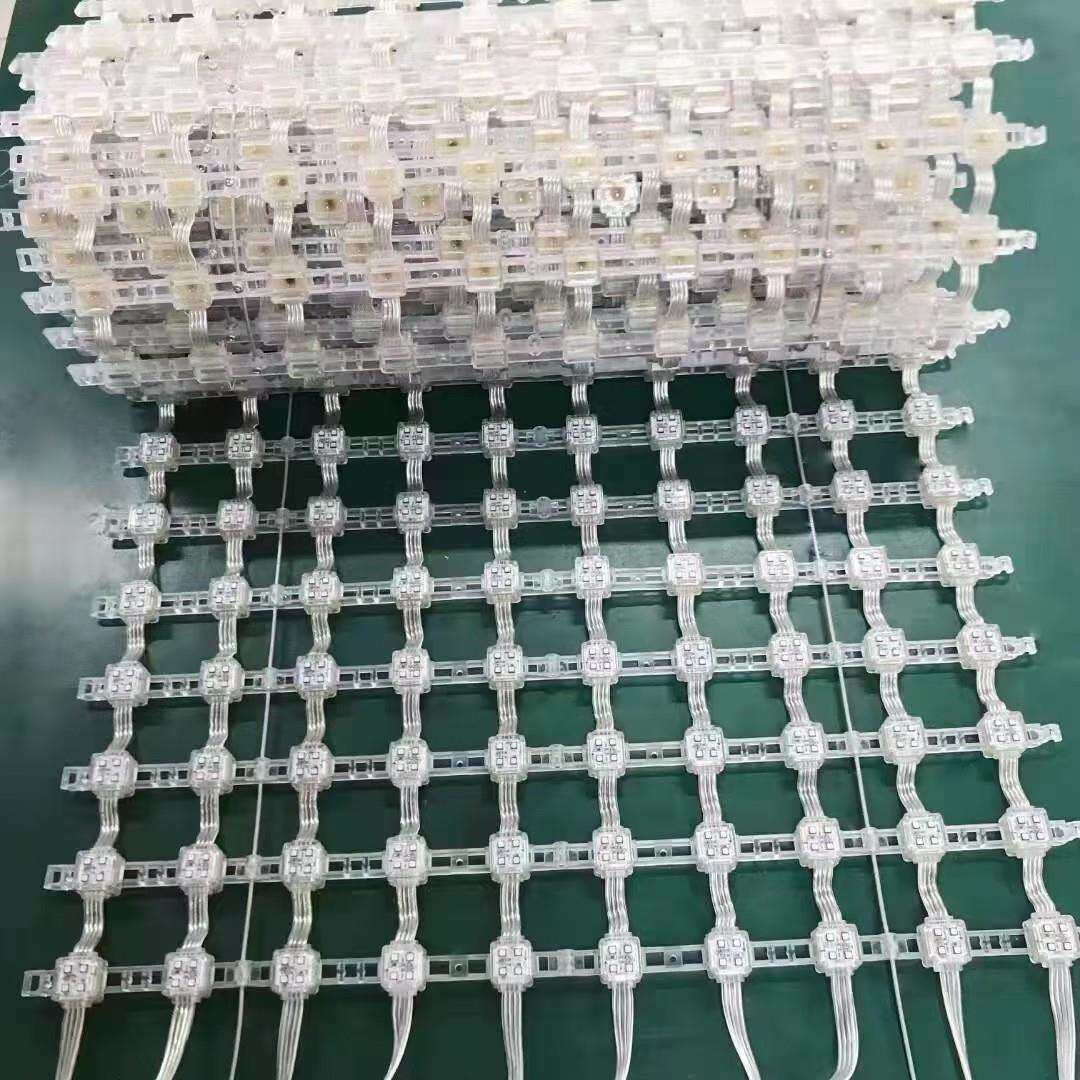 led透明柔性彩色显示屏 户外防水幻彩亮化LED网屏厂家