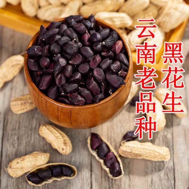 原味老品种云南黑花生带壳普洱特产炒熟干花生米黑皮花生商用工厂
