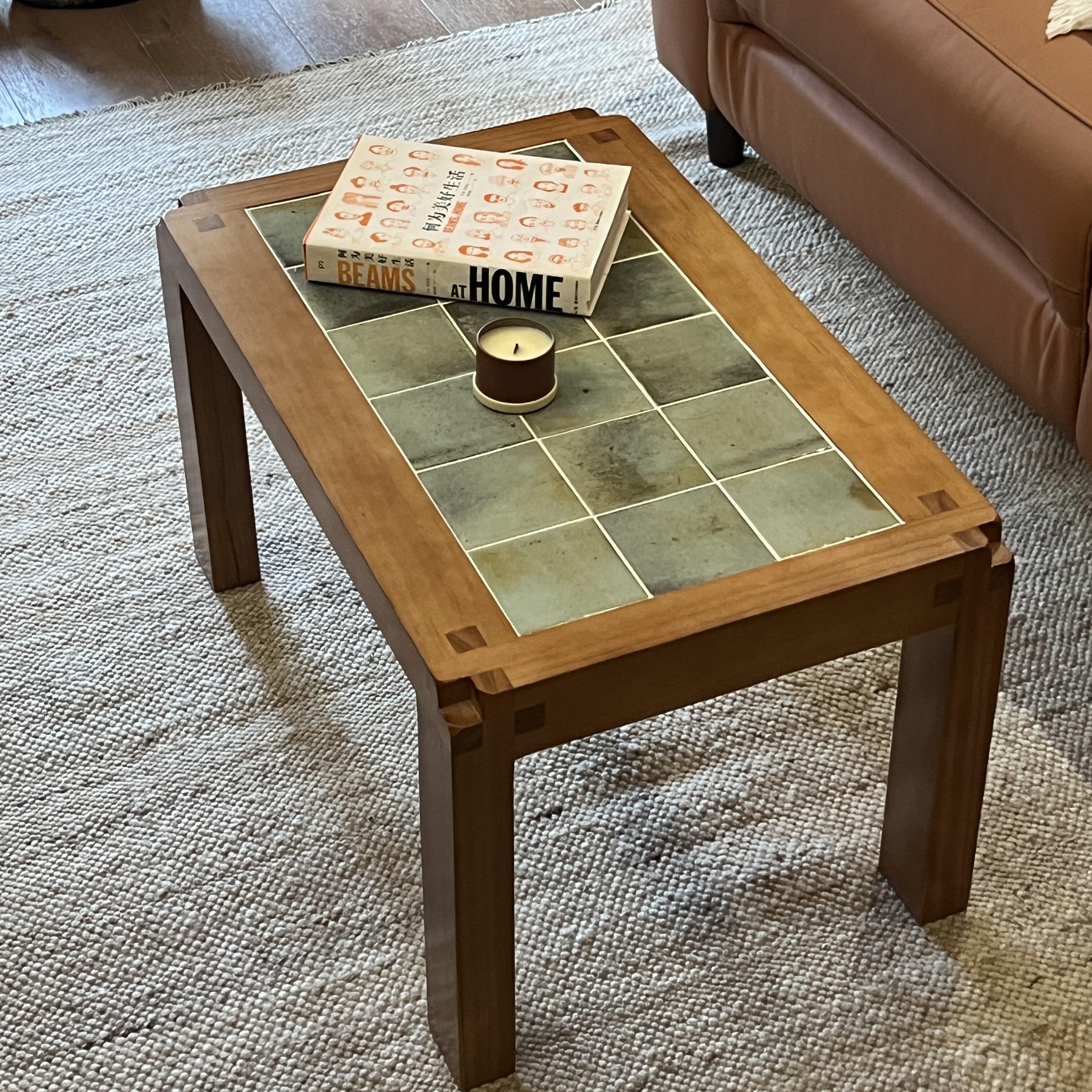 实木茶几客厅家用覆古小茶几咖啡桌小茶台意大利手工瓷砖茶几DIY