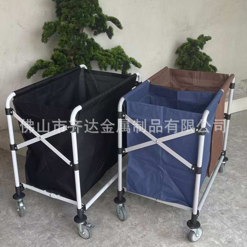 折叠布草车客房床单收集车不锈钢收纳宾馆酒店保洁客房服务工作车