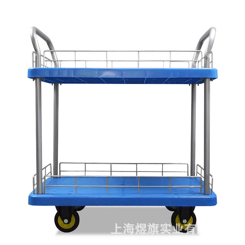煜旗厂家批发网架手推车网格推车物流笼车仓库用围栏拉货车平板手