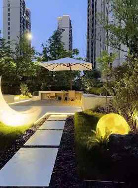 室外球月灯别户外防水庭装饰接电落地灯室外墅花园85460氛院围月