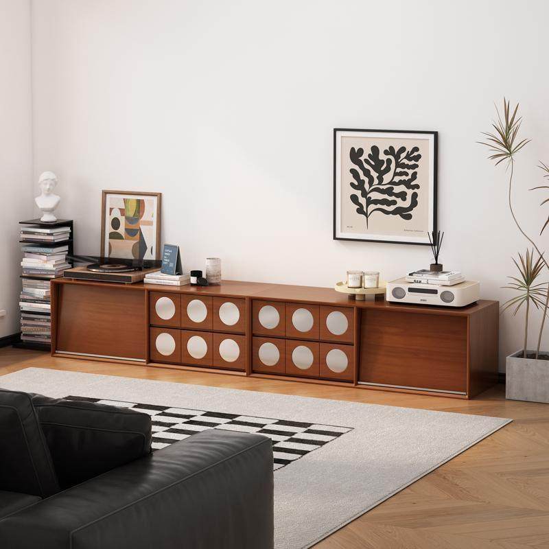 复古实木组合电视柜收纳储物柜一体法式落地电视机柜设计师款,住宅家具,电视柜,淘宝优惠券,粉丝福利购,淘宝优惠卷