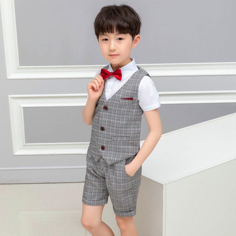 男童小西装套装休闲儿童主持夏款洋派韩版春秋花童礼服西服三件套