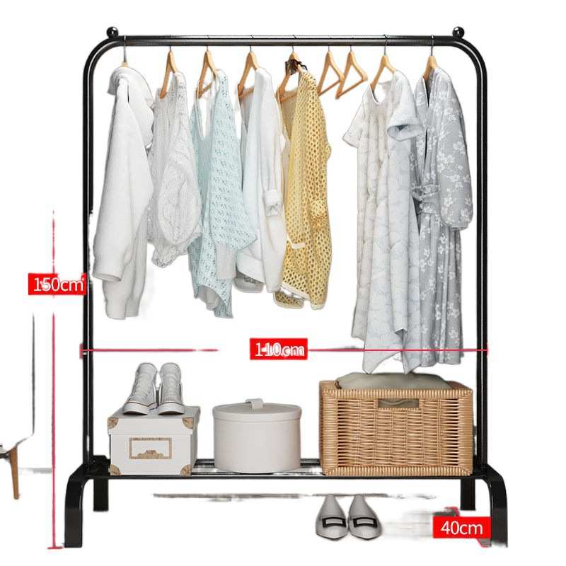 简易衣帽架双杆式衣服收纳架落地多功能折叠挂衣架家用卧室晾衣架